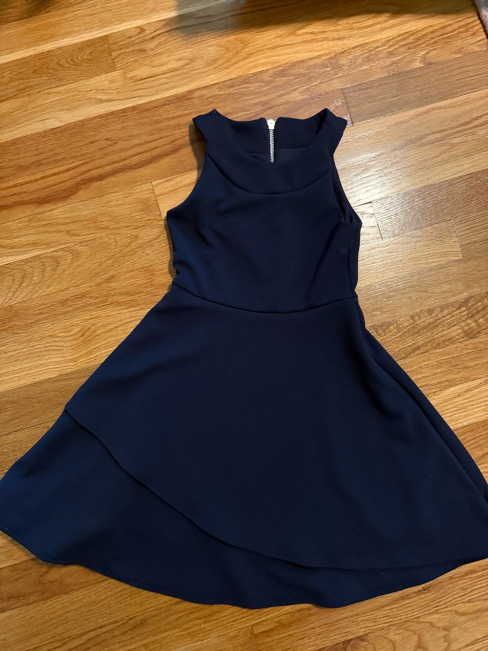 Girls' Navy Sleeveless Fit-and-Flare Formal Dress